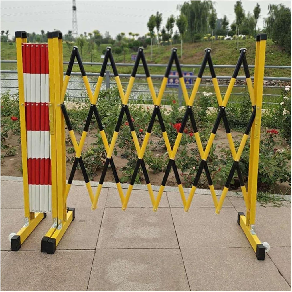Expandable Traffic Barricade Gate 47' High Portable Scissor Fence, Retractable Folding Barrier for Driveway & Outdoor Use (Black, 47x59in)
