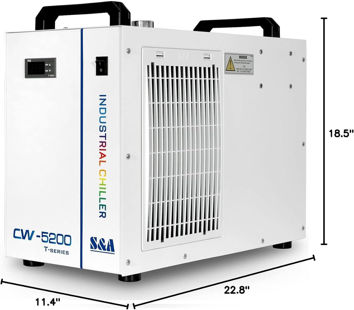 S&A CW-5200DH 7L Industrial Water Chiller,0.9HP,3.43gpm,5699 BTU/h,for 60W to 150W CO2 Laser Engraving & Cutting Systems