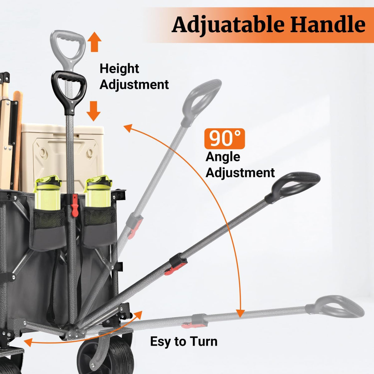 Portable 400L Collapsible Wagon Grey Large Capacity Camping, Sports, Garden, Baseball Versatile Utility