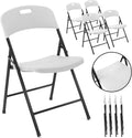 Creative Plastic Folding Chairs (4 Pack) - Portable Lightweight Folding Chairs for Indoor and Outdoor Steel Frame Used for Events, Party, Garden, Camping, Picnic, Tailgating (White)