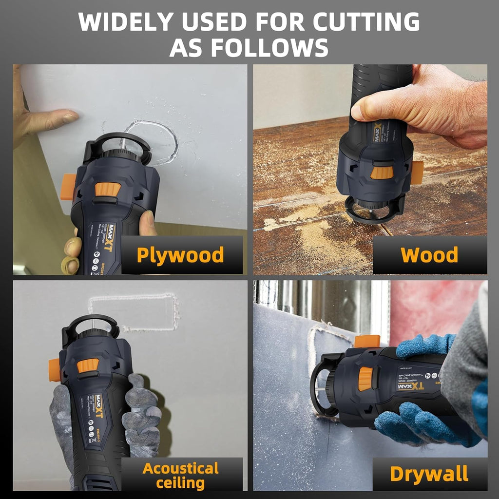 MAXXT 20V Brushless Drywall Screw Gun (Tool Only) – 2-in-1 Screwdriver & Router, 0-5 000 RPM, One-Hand 25-57 mm Quick-Set, 360° Rotating Head, Tool-Free Depth, Drywall Cut-Out Bit Included