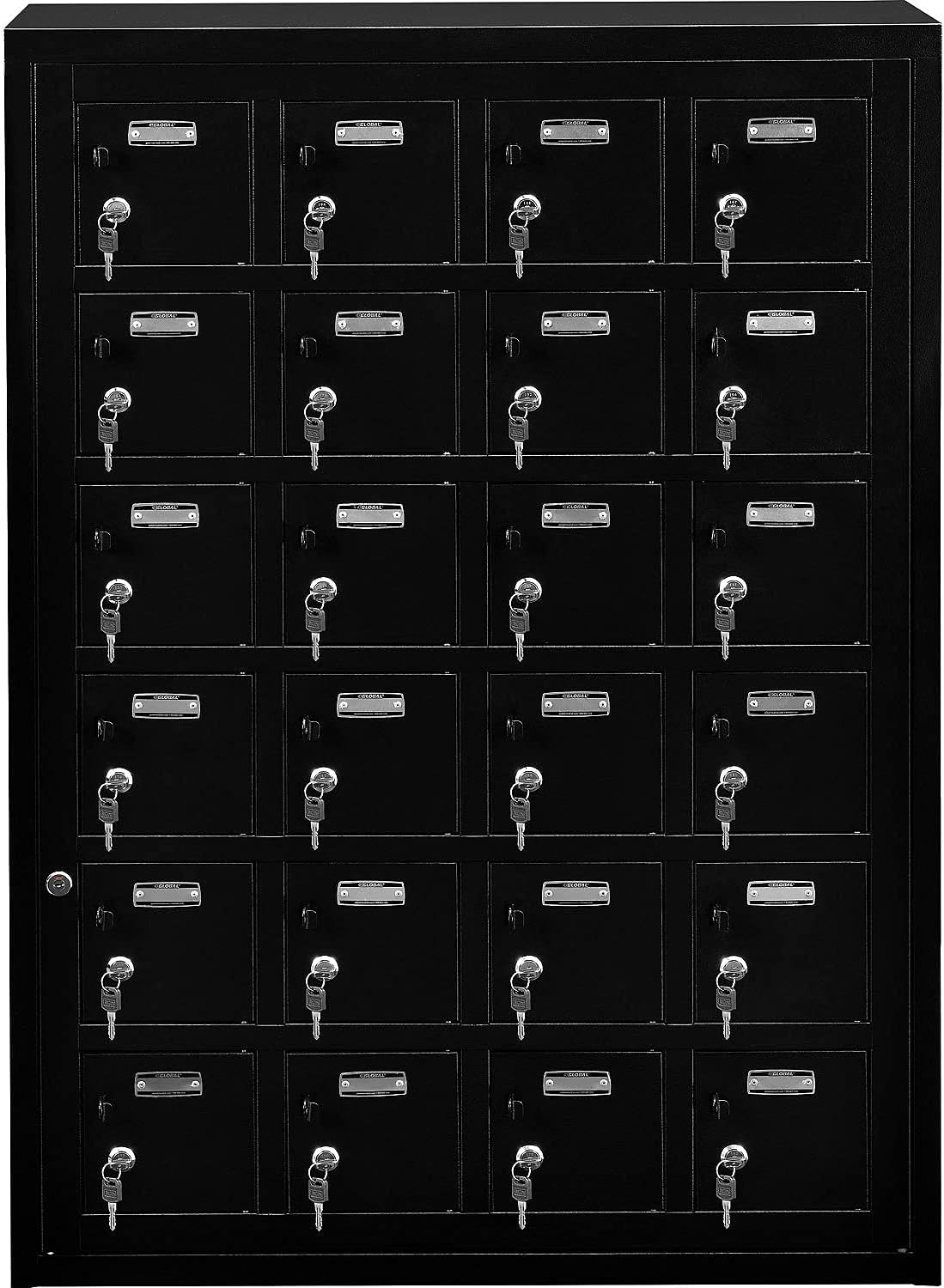 Global Industrial 24 Doors Tablet & Cell Phone Locker, Keyed Lock & Hasp and Master Door Open