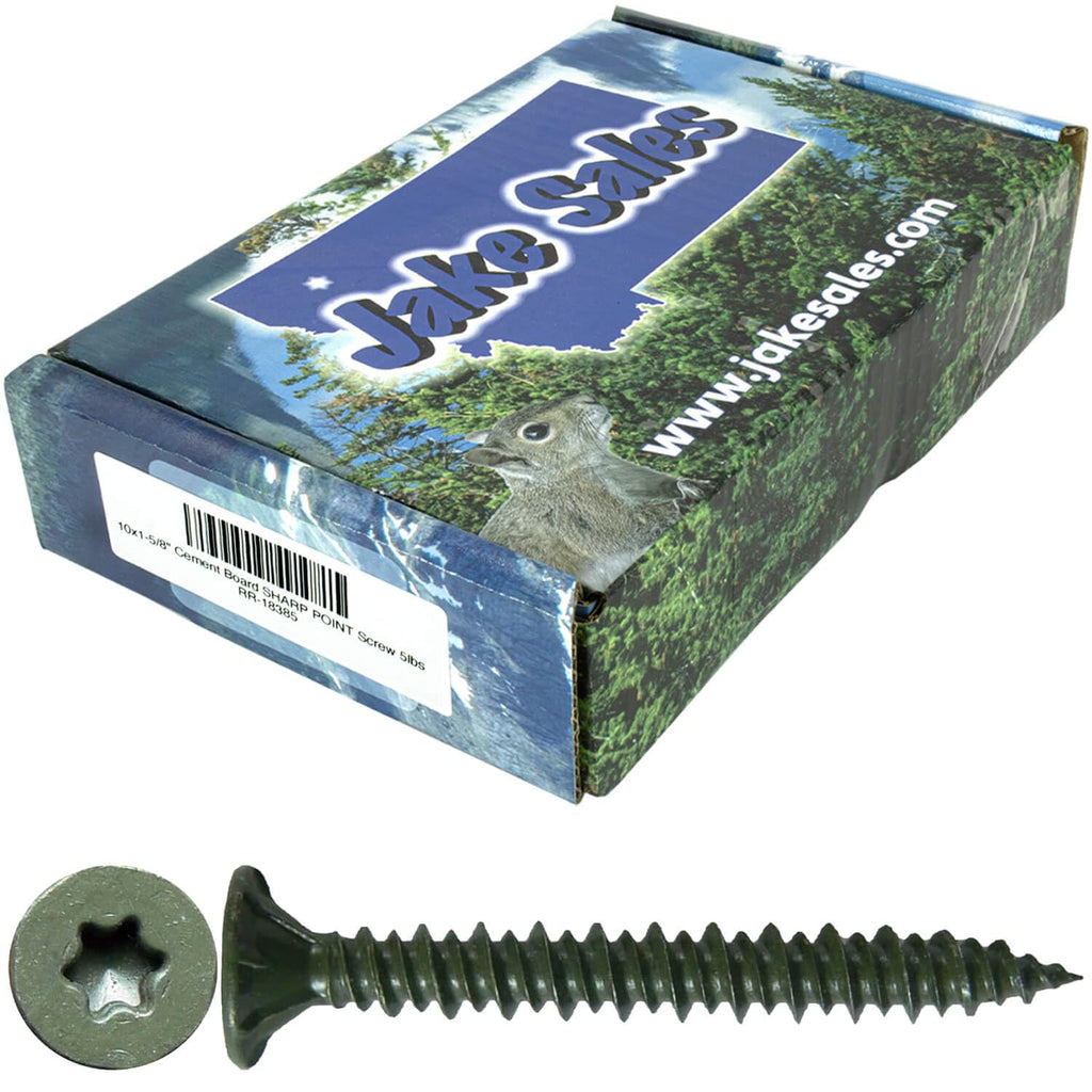 10x1-5/8 Sharp Point Torx/Star Head Screws for Fastening Cement Backer/Board/Tile- Torx/Star - T-25 Head - 5 Pound CASE 5,985 Screws