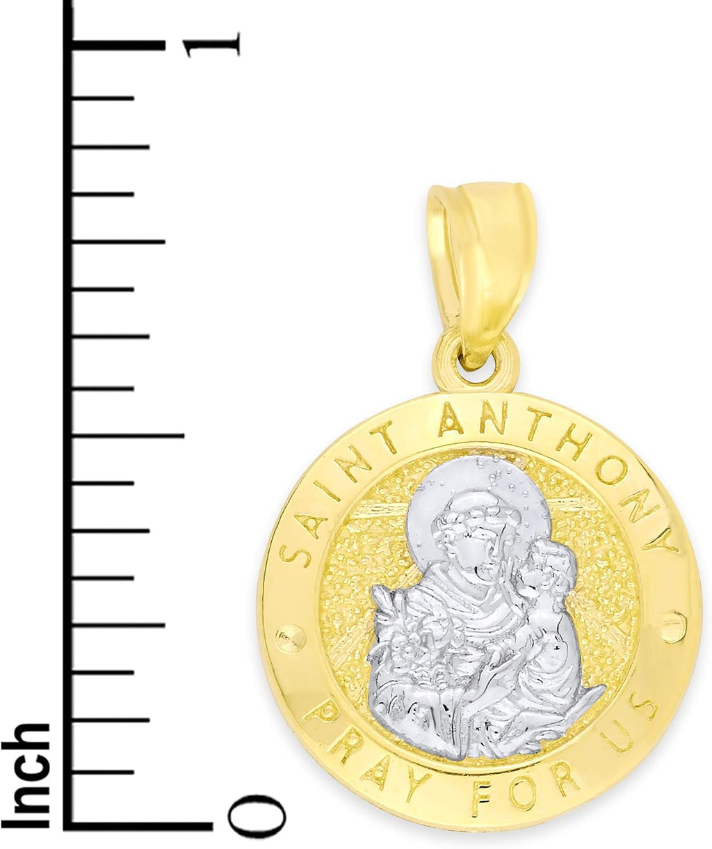 Saint Anthony MedalPendant, Solid 14k Gold Catholic Jewelry Charm