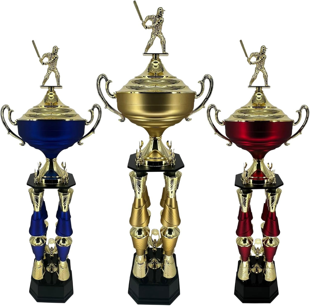 Express Medals Various Sport Giant 54 Inch Tall 19 Inch Wide 4 Post Column Gold Red or Blue Trophy Cup Award Includes Attached Plate with up to 5 Lines of Your Custom Engraved Text. Weighs 11 lbs.