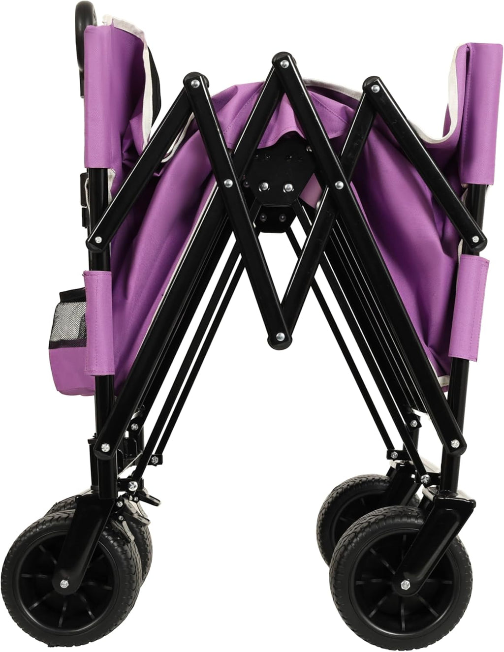 3-in-1 Heavy-Duty Convertible Folding Wagon Cart with Bench Seat & Storage – 500lb Capacity, 180L All-Terrain Wagon for Camping, Beach, Sports, & Garden – 360° Swivel Wheels (Purple)