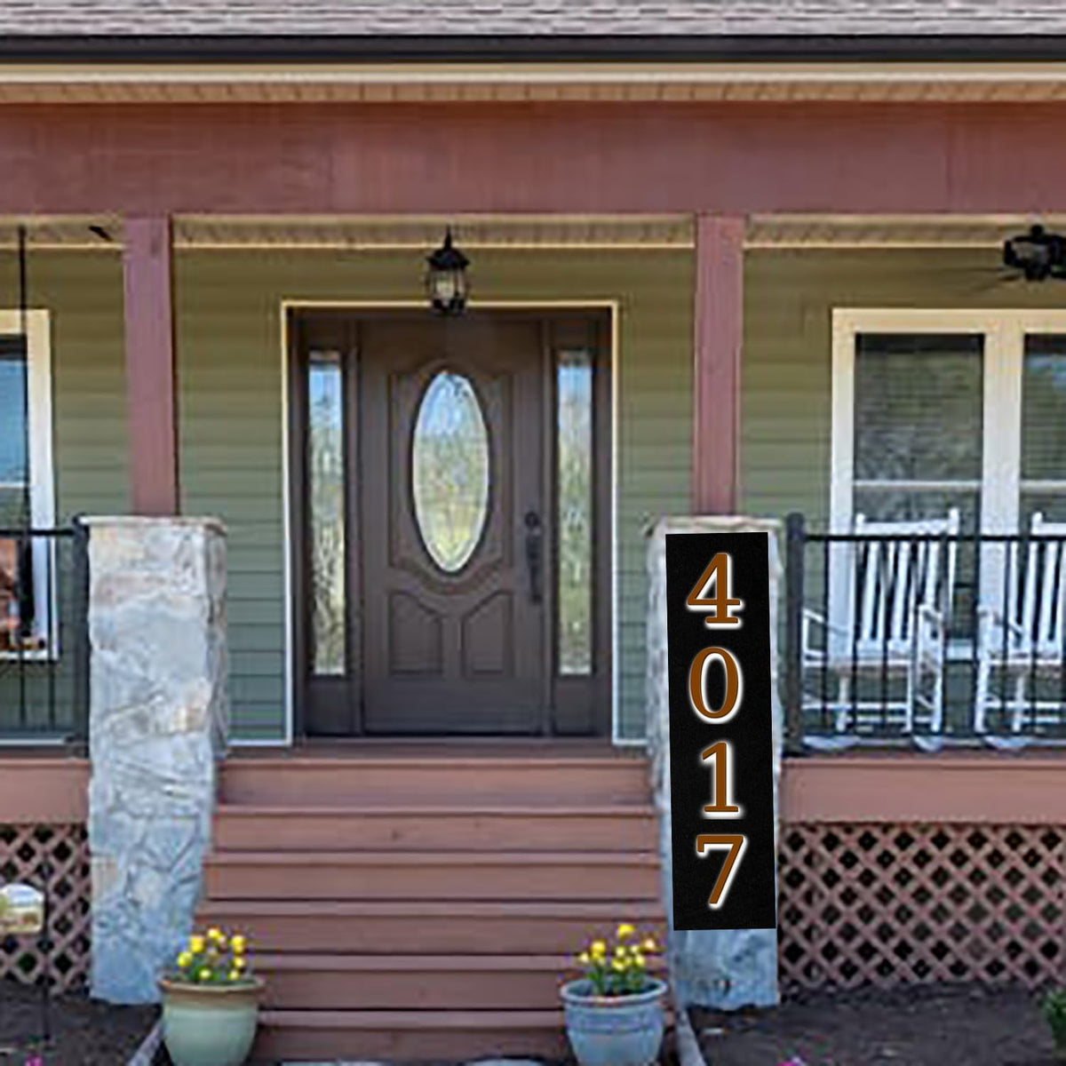 Illuminated Address Sign 16 Inch, Backlit LED Illuminated House Number For Outside, Stainless Steel Lighted Address Numbers, Modern, Trendy Signs, Brown, White Light,1