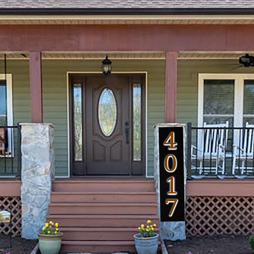 Illuminated Address Sign 16 Inch, Backlit LED Illuminated House Number For Outside, Stainless Steel Lighted Address Numbers, Modern, Trendy Signs, Brown, White Light,T