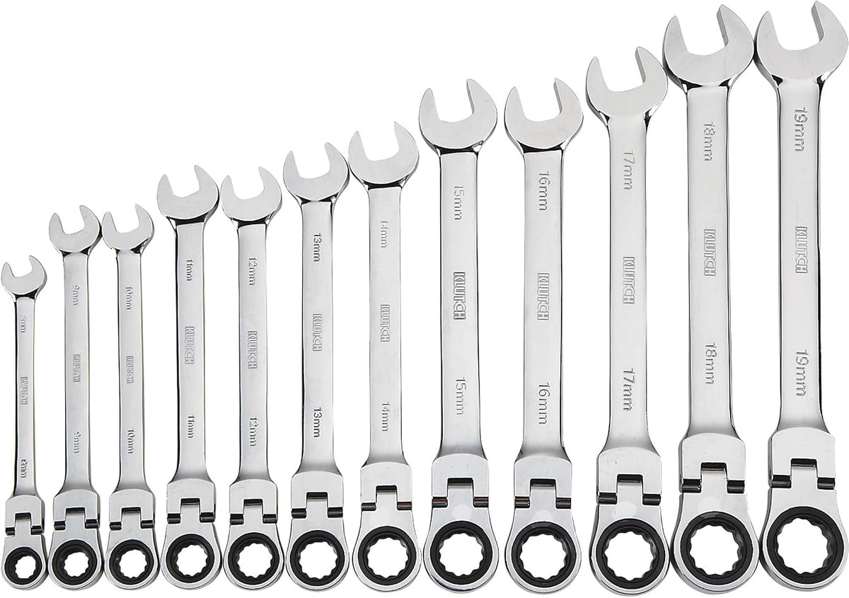 Klutch Flex Ratchet Wrench Set - 12-Pc. Metric, 8mm-19mm