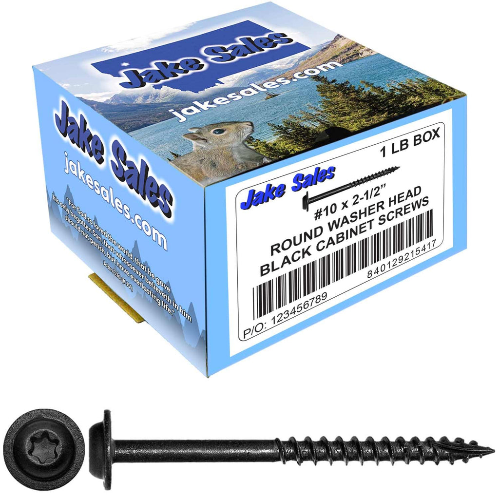 10 x 2-1/2' Black Round Truss Head Multipurpose Exterior Coated Modified Cabinet Wood Screw - CASE Qty 42 Boxes 3,024 Screws
