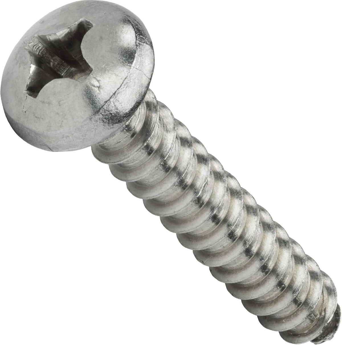 #8 x 1-1/4' Pan Head Sheet Metal Screws, Stainless Steel 18-8, Full Thread, Bright Finish, Self-Tapping, Quantity 2500 By Fastenere
