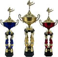 Express Medals Various Sport Giant 54 Inch Tall 19 Inch Wide 4 Post Column Gold Red or Blue Trophy Cup Award Includes Attached Plate with up to 5 Lines of Your Custom Engraved Text. Weighs 11 lbs.