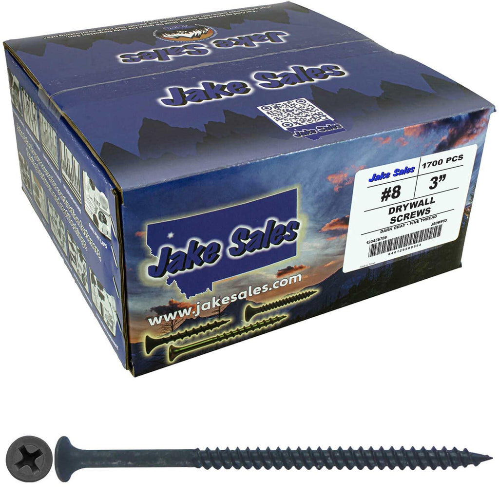 Gray Phosphate Drywall Screws: #8 x 3 FINE Thread Drywall, Gypsum Board, Sheetrock, Plasterboard Screws. Use for Low Cost, All Purpose Wood Screws (21 POUNDS - 2,000 Approx. Screw Count)