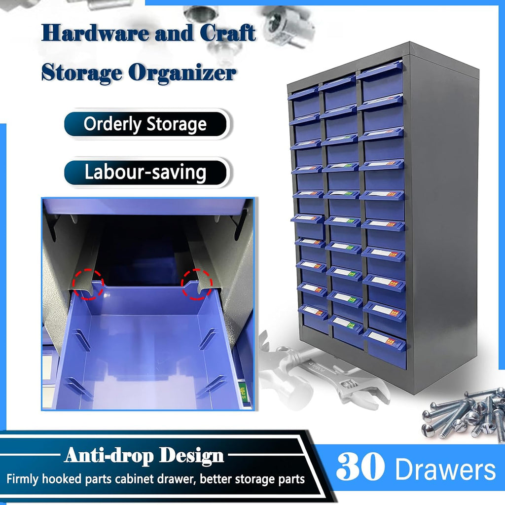 30 Drawers Parts Cabinet Bolt Bin Cabinet Nuts and Bolts Storage Bins with Large Drawers