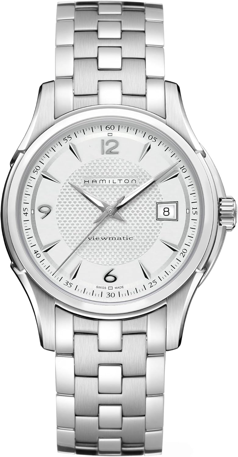 Hamilton Jazzmaster Automatic Men's Watch, 40mm Stainless Steel Case, Swiss Made, Silver Dial Analog Wrist Watch for Men, 50m Waterproof, Sapphire Crystal, 3-Hand Movement, Stainless Steel Strap
