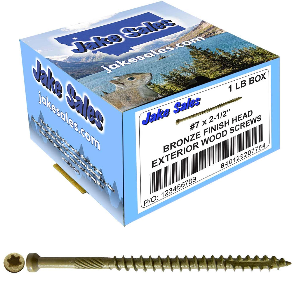 7 x 2-1/2' Bronze Coated Tiny Finish Head Multipurpose Wood Screw - Torx/Star - ACQ Compatible CASE Qty 42 Boxes 5,922 Screws