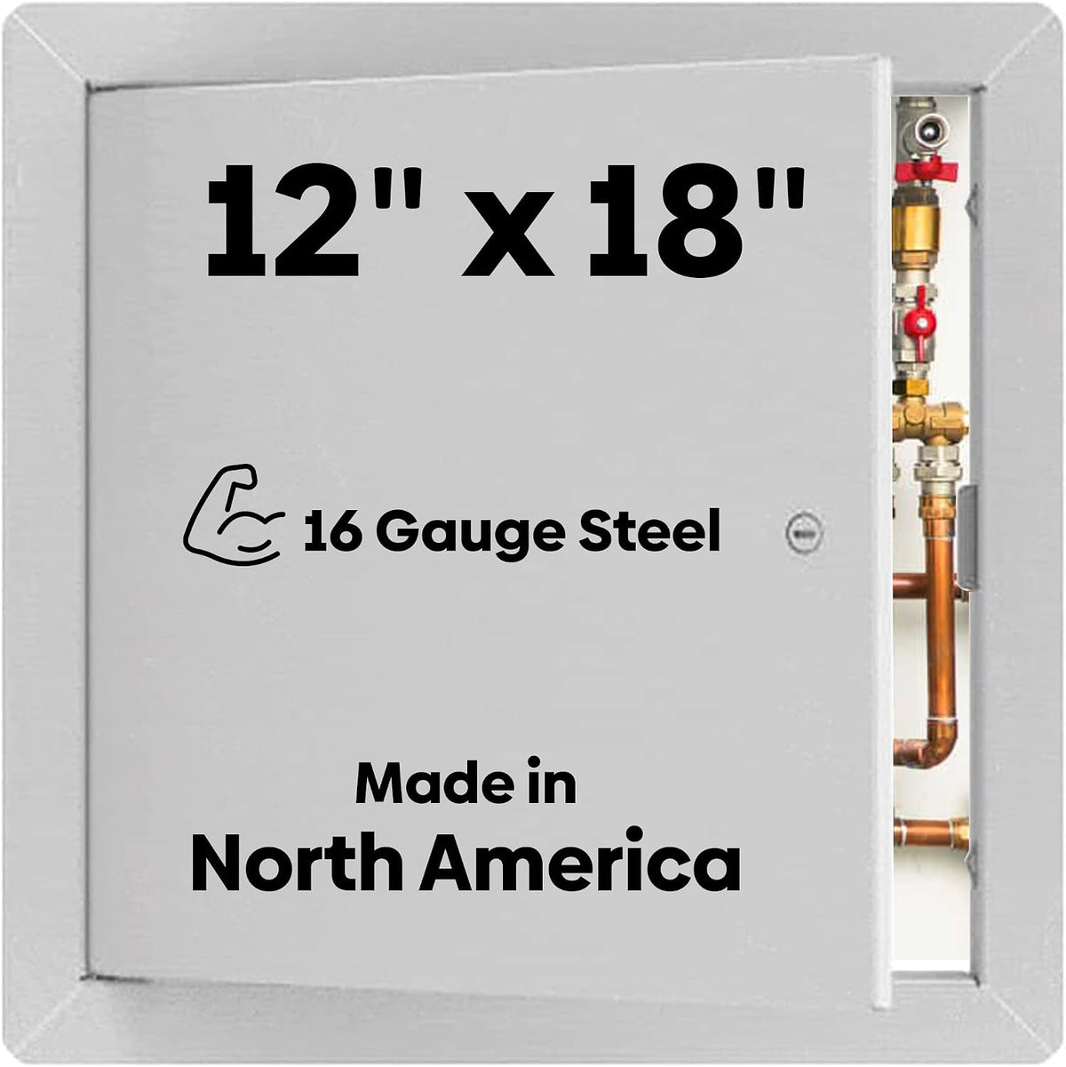 BEST BA-AHD 12' x 18' Metal Access Panel with Concealed Pin Hinge, LEED Compliant 16-Gauge Steel Access Door for Non-Rated Drywall/Ceilings, White Drywall Panel with Rounded Corners, Screwdriver Latch