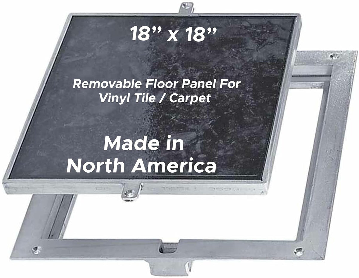 Best 18' x 18' Removable Floor Access Panel with a 1/8' Recess for Vinyl Carpet/Tile, High-Grade Smooth Aluminum Floor Access Door Secured with 1/4' x 1' Flat Head Screws, Mill Finish,BA-FT-8080