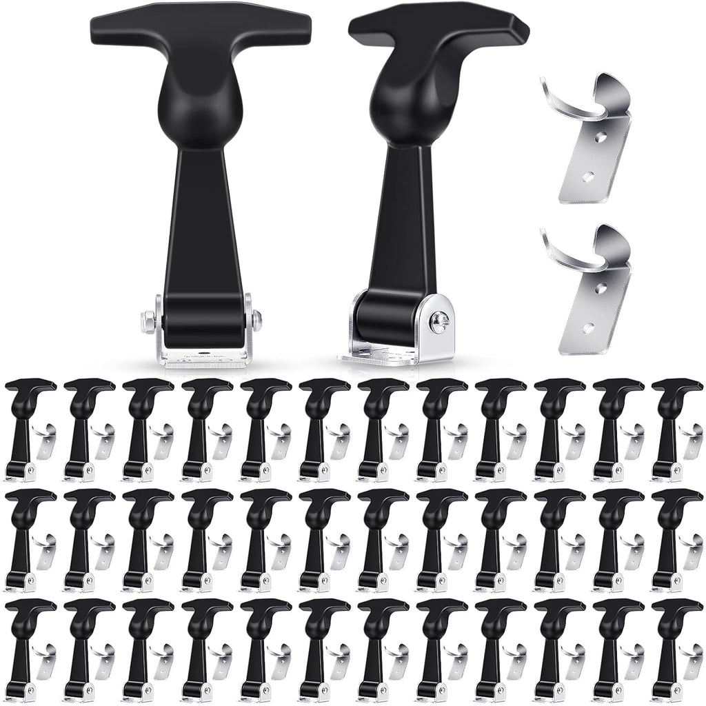 Mudder 60 Pcs Elastic Stainless Steel Rubber Hood Catch Flexible T-Handle Hasp Rubber Flexible Draw Latches with Brackets for Vehicle Engine, Hood
