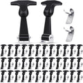 Mudder 60 Pcs Elastic Stainless Steel Rubber Hood Catch Flexible T-Handle Hasp Rubber Flexible Draw Latches with Brackets for Vehicle Engine, Hood