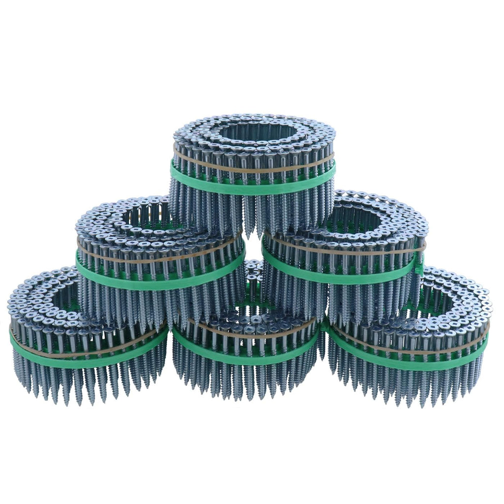 Muro #10 x 2-1/2' Twinfast Coarse Thread Flat Head #2 Square Drive Sharp Point Screw Tip, Bright Zinc Coating- Coil 1800 pc for Wood to Wood Subfloor and Underlayment