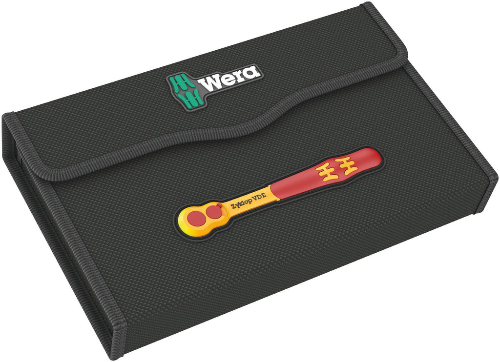 Wera 05004970001 8100 SB VDE 1 Zyklop Ratchet set, insulated, switch lever, 3/8' drive, metric, 17 pieces