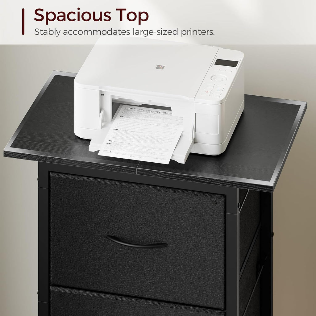 MAHANCRIS Printer Stand and File Cabinet Bundle, 3-Tier Industrial Printer Cart with Power Outlets and 2 USB Ports, Vertical Filing Cabinet with Wheels, PTHB78E01-FCBK5901