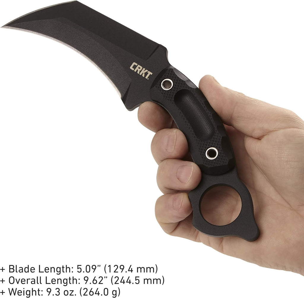 CRKT Du Hoc Fixed Blade Knife with Sheath: SK-5 Plain Edge Blade, G10 Handle, 2630