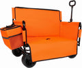 3-in-1 Convertible Folding Wagon Cart with Bench Seat & Storage - Includes 1 ice Pack, 500lbs Heavy-Duty Utility Wagon, All-Terrain Wheels for Camping, Beach, Sports, Garden (Orange)