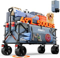 49' L Collapsible Extended Wagon with 500lbs Weight Capacity,300L Heavy Duty Sports Wagon,Big All-Terrian Wheels with Cup Holders,Cart for Sports,Grocery,Shopping(LightBlue)