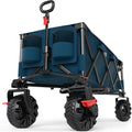 Timber Ridge 51.2' Extended Collapsible Wagon - Heavy-Duty Utility Cart with All-Terrain Wheels, Brakes & Cargo Net, 400L Capacity for Camping, Sports & Shopping, Blue