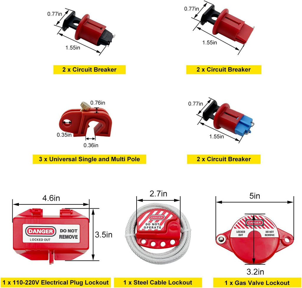 Lockout Tagout Kit Electrical Loto - Group Lockout Hasps, Lockout Tags, Safety Padlocks with Number, Nylon Ties with Tool Box