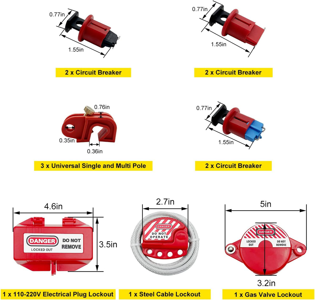 Lockout Tagout Kit Electrical Loto - Group Lockout Hasps, Lockout Tags, Safety Padlocks with Number, Nylon Ties with Tool Box