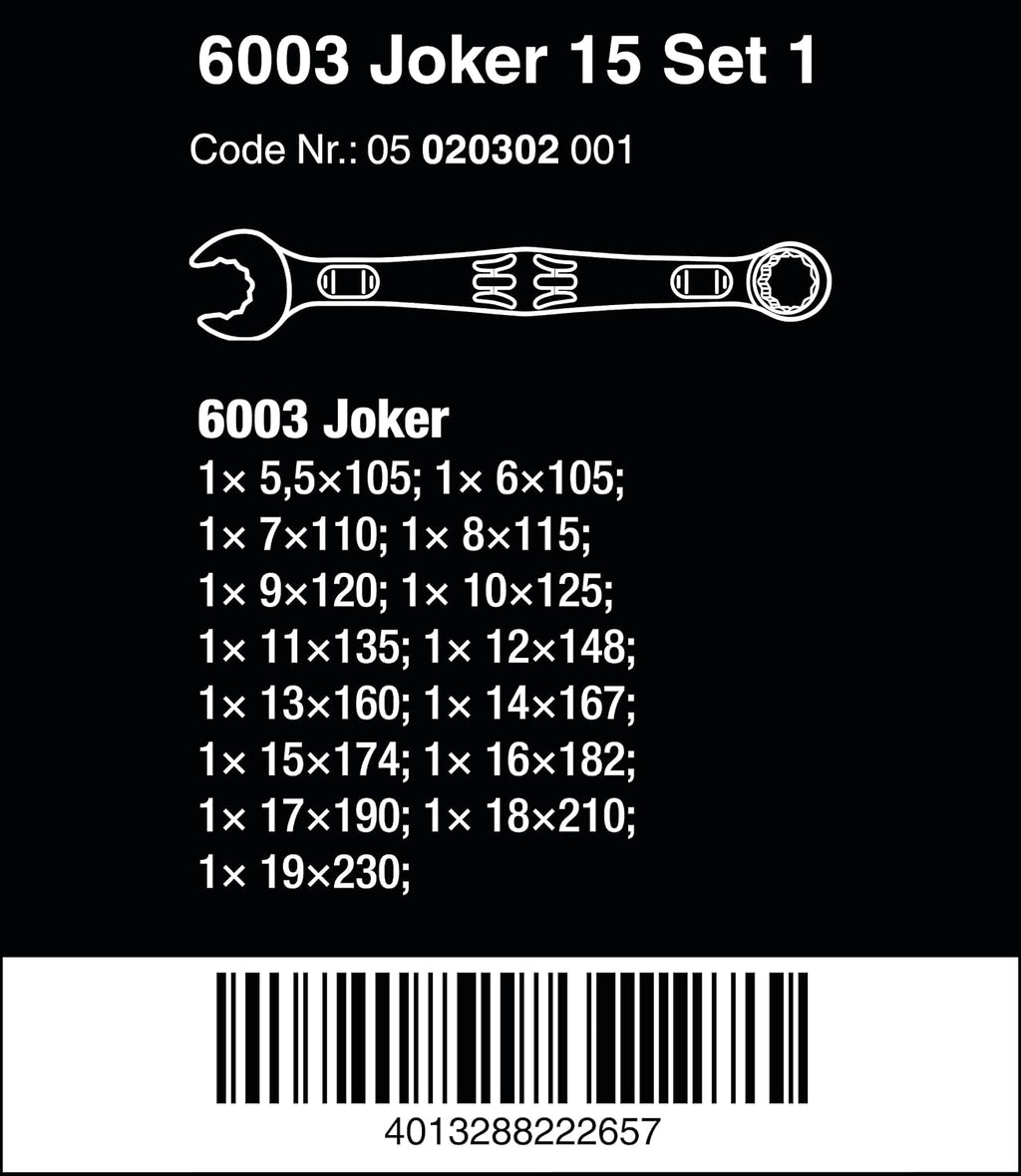 6003 Joker 15 Set 1 combination wrench set 15 pieces