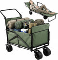 2-in-1 Foldable Wagons Carts 440lbs Capacity Folding Wagon with All-Terrain Wheels for Sports Garden Shopping Camping