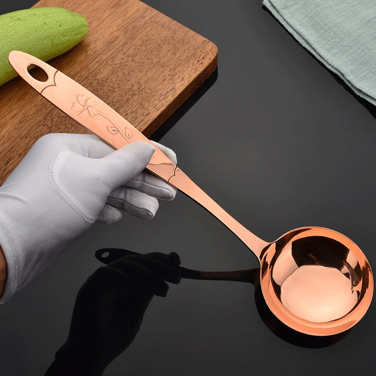 5-Piece Pure Copper Kitchen Cooking Utensils Set, Stylish Copper Kitchen Accessories, Cookware Set for Home or Restaurant Cooking (5)