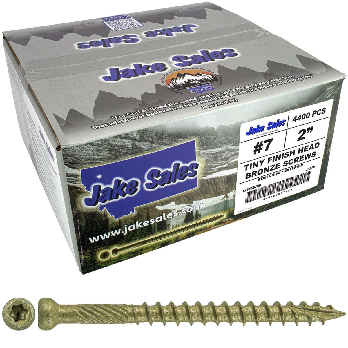 Jake Sales #7 x 2 Bronze Coated Multipurpose Wood Screw Torx/Star Tiny Finish Head (Full Box ~4000 Screws) Exterior Coated - ACQ Compatible Wood Screws