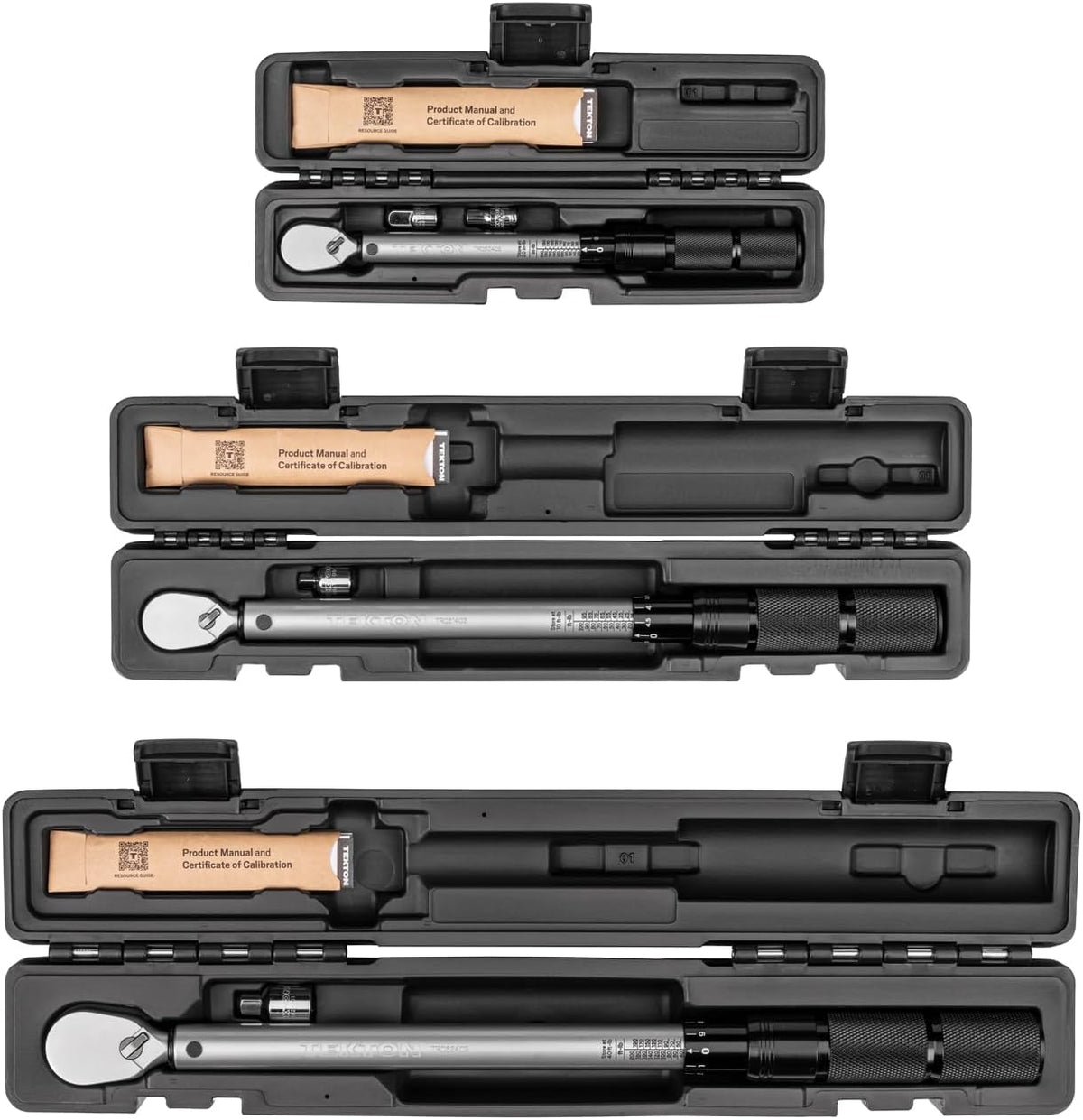 TEKTON 1/4, 3/8, 1/2 Inch Drive 90-Tooth Dual-Direction Micrometer Torque Wrench Set, 3-Piece (20-200 in-lb, 10-100 ft-lb, 40-200 ft-lb) | TRQ95901