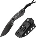 Kizer Buddy Fixed Blade Knife, 3' M390 Blade Camping Knife with Multicolored Fat Carbon White Storm Handle, Compact EDC Fixed Blade Knives with Sheath for Hiking Hunting Survival 1081A9