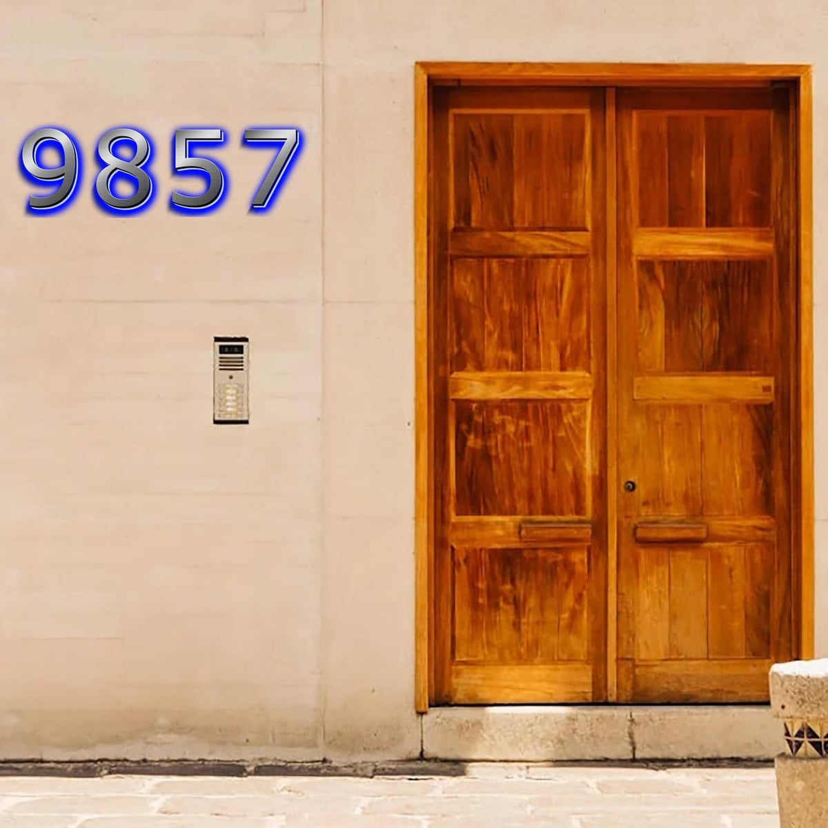 Illuminated Address Number 20 Inch, Backlit Illuminated LED House Number Enhanced Visibility, Modern Stainless Steel Lighted Address Signs, Brushed Silver, Blue Light,P
