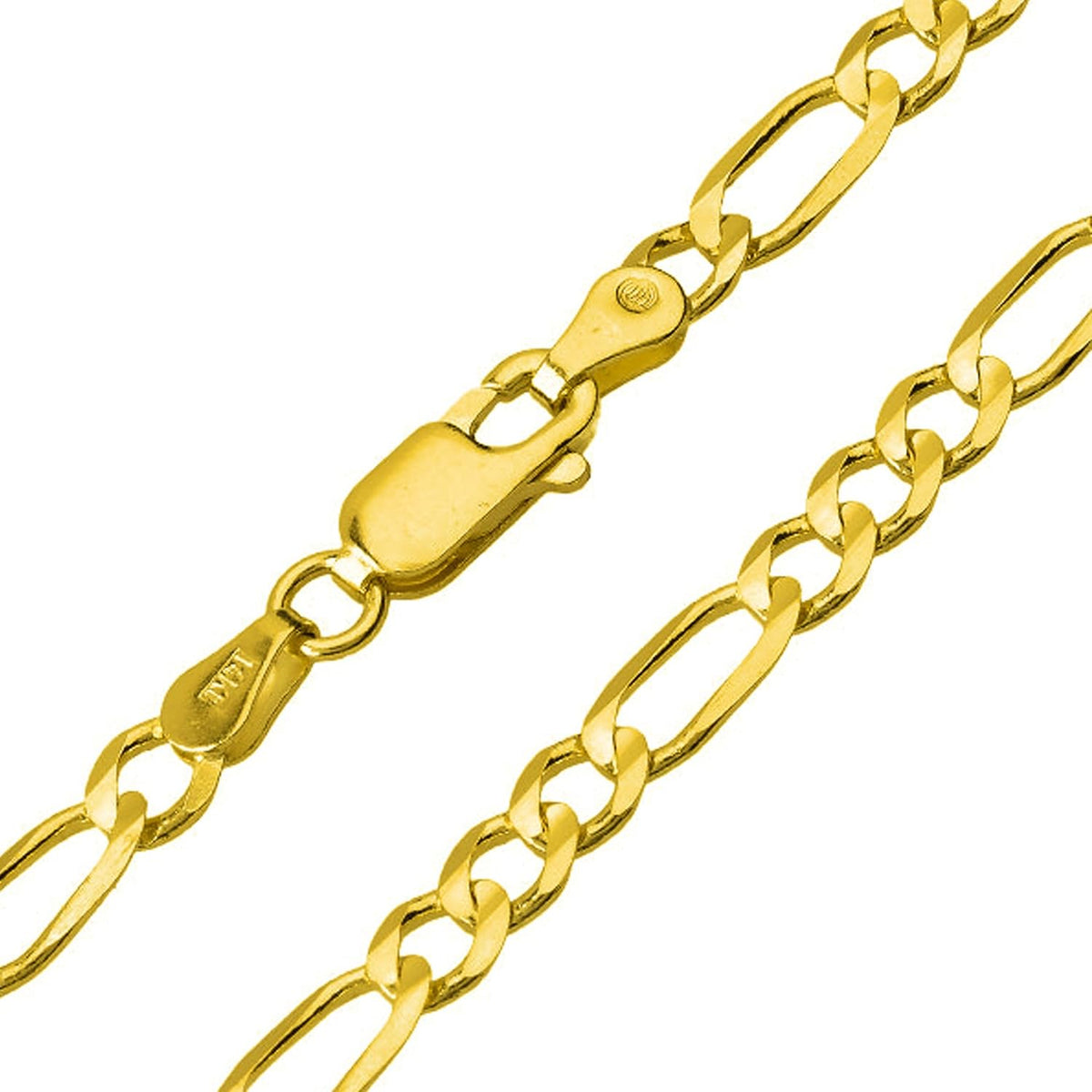 14k Yellow Gold Round Saint Christopher Medal Pendant Figaro Chain Necklace