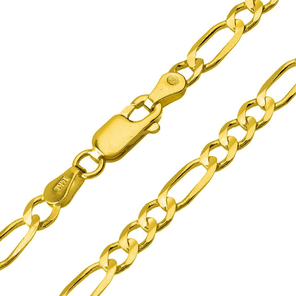 14k Yellow Gold Round Saint Christopher Medal Pendant Figaro Chain Necklace