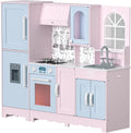 BRINJOY Play Kitchen for Kids, Wooden Kids Kitchen Playset w/Faucet, Sink, Stove, Oven, Window, Cookware, Storage Cabinets, Toddler Role Play Kitchen Pretend Play Toy Set Gift for Girls Boys Ages 3+