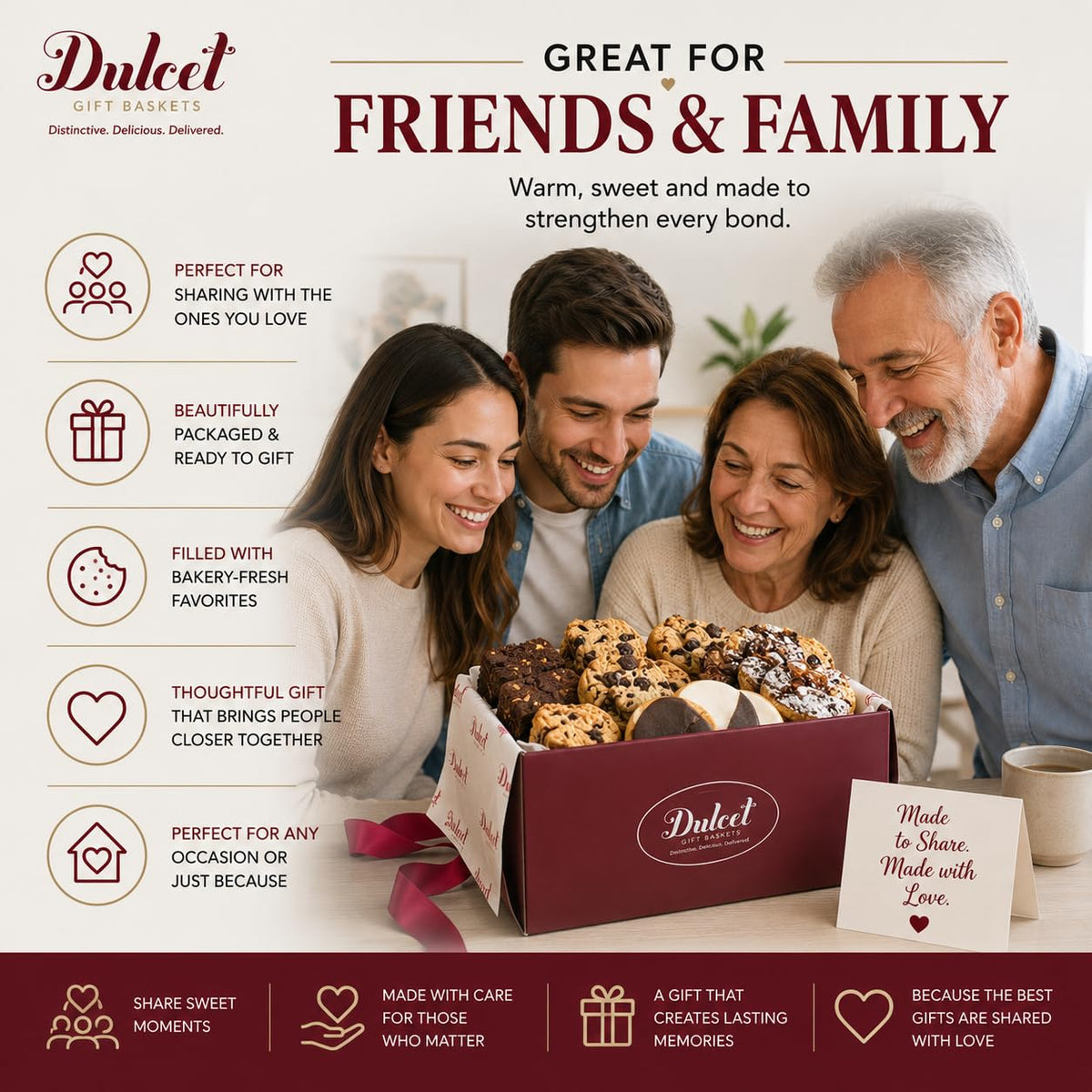 Dulcet Thank You & Congratulations Gift Basket – Gourmet Food Gift Basket with Fresh Brownies, Cookies & Pastries – Appreciation Gifts for Teachers, Students, Employees, Co-Workers, Friends & Family