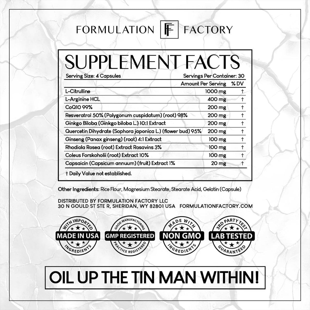 Formulation Factory Heart of Steel Nitric Oxide Supplements, Nitric Oxide Booster for Blood Flow & Circulation with L-Citrulline, L-Arginine, CoQ10 & Resveratrol - 360 Capsules, 90 Servings (3 Pack)