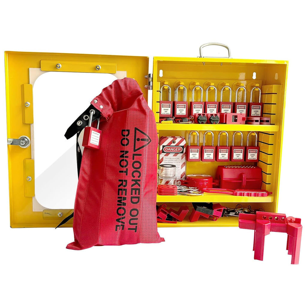 BULANGD Lockout Tagout Station Loto Kit 138 Pieces, Safety Padlocks, Lockout Hasp, Lock Out Tags, Circuit Breaker Lock, Cable Lock, Plug Lock Lockout Tagout Cabinet