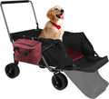 REDCAMP Collapsible Beach Wagon Dog Stroller with Tailgate, 330lbs Heavy Duty Folding Utility Beach Cart with Cooler Bag for Sand Camping Sports Shopping, Black