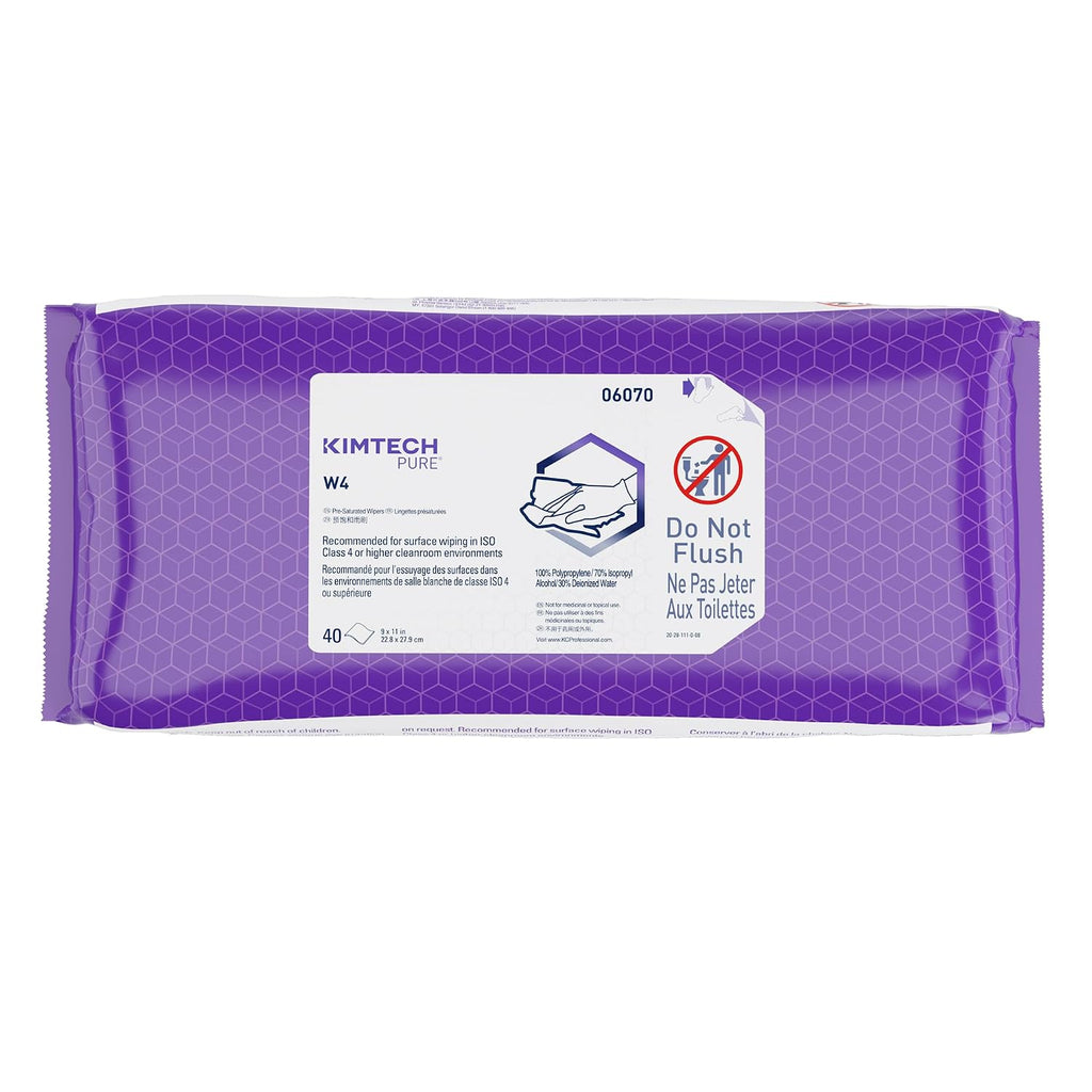 Kimtech 06070 W4 PreSat Alcohol Wipers, 70% IPA, 9 x 11, White, 40 per Pack (Case of 10)