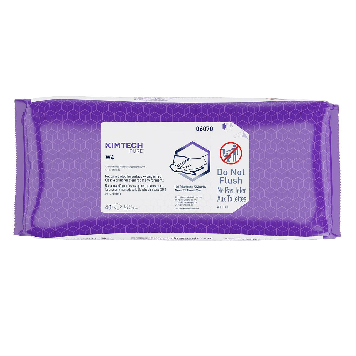 Kimtech 06070 W4 PreSat Alcohol Wipers, 70% IPA, 9 x 11, White, 40 per Pack (Case of 10)