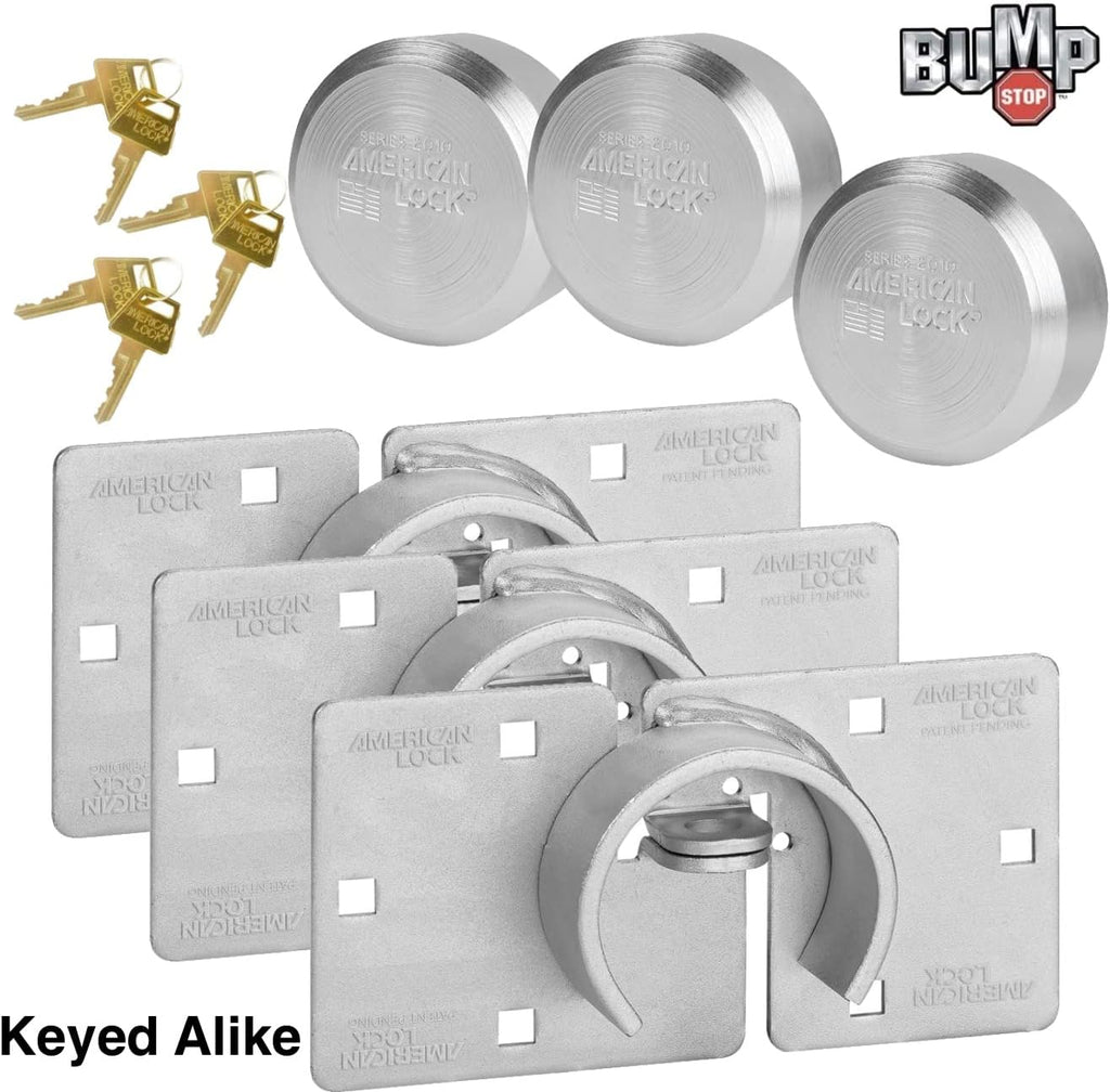 American/Master Lock (3) Keyed Alike Hidden Shackle and Hasp Combo A801 - A2010NKA-3 w/Bumpstop Technology